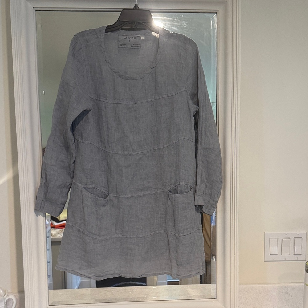Grizas Light Gray Linen Tunic 100% linen